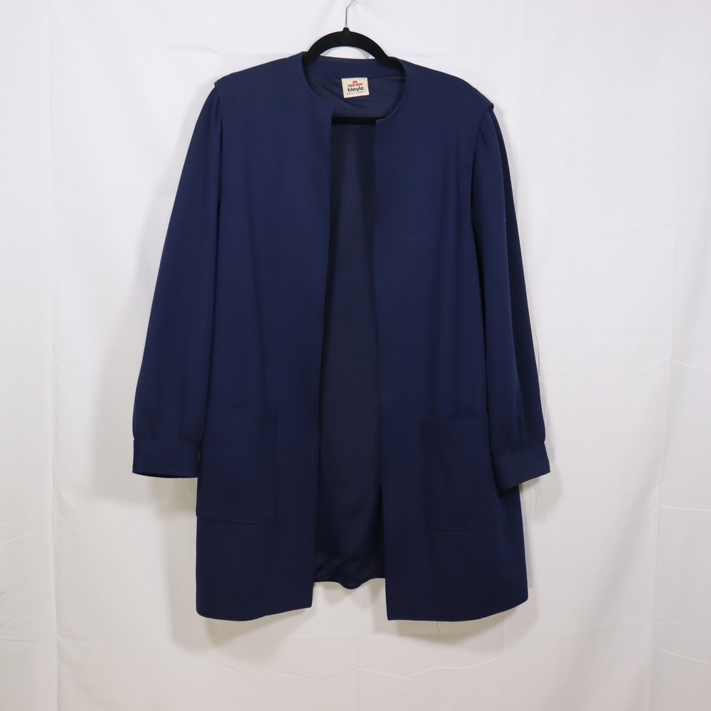 Bleyle Vintage Jacket Medium Navy Blue Womens Longline Blazer
